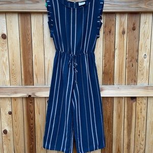 Navy blue striped jumpsuit